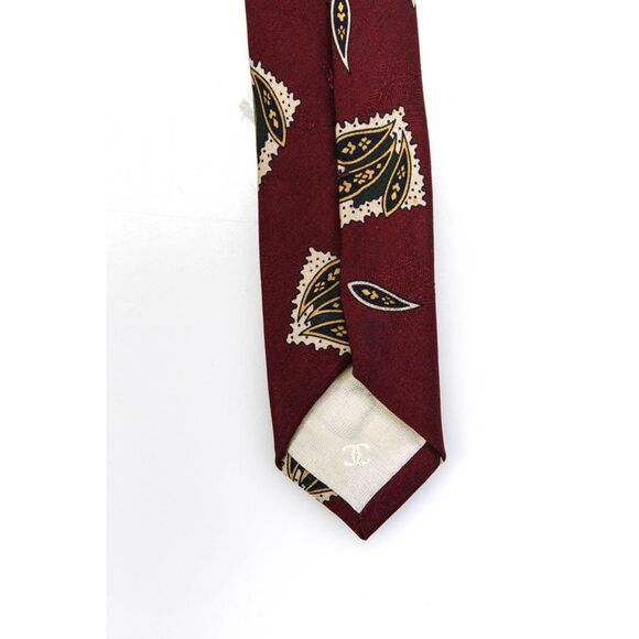 Chanel Mens Vintage Paisley Print Skinny Silk Tie Red - Picture 5 of 9